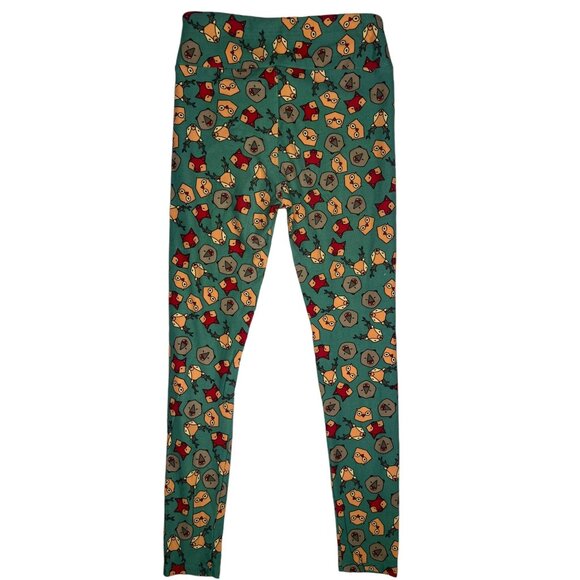 LuLaRoe Womens Leggings Deer Owl Fox Bear Green Buttery Soft One Size - Picture 4 of 6